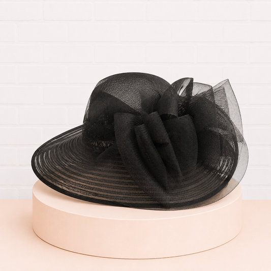 Virginia Black Sinamay Crown Dress Hat