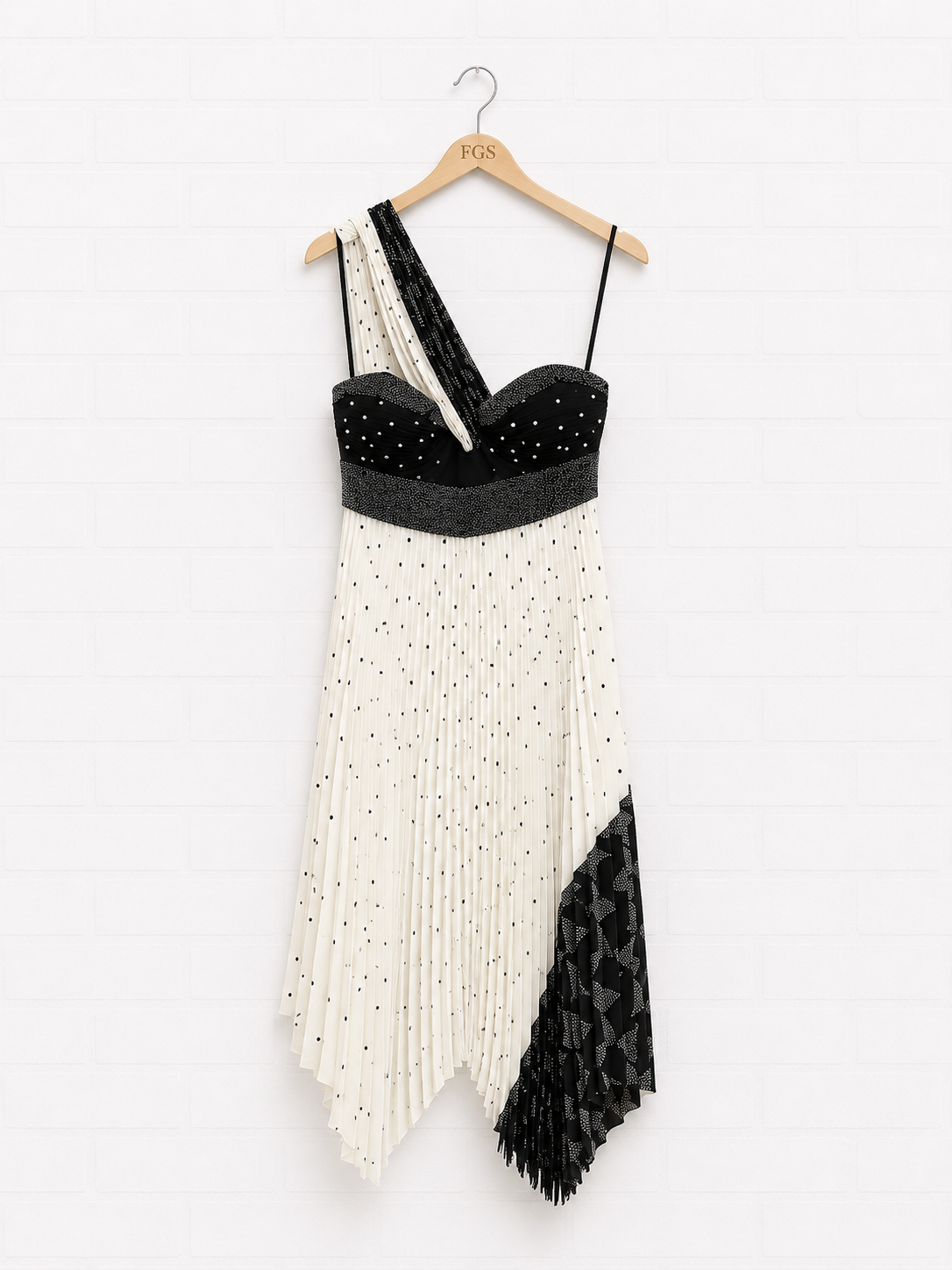 A.L.C. Aurora One-Shoulder Pleated Embellished Midi Dress — Size 8