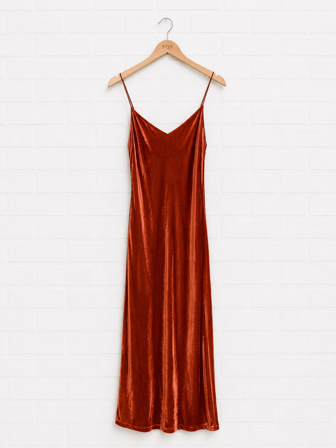 Mestiza New York Mara Copper Velvet V-Neck Long Slip Dress — Size L