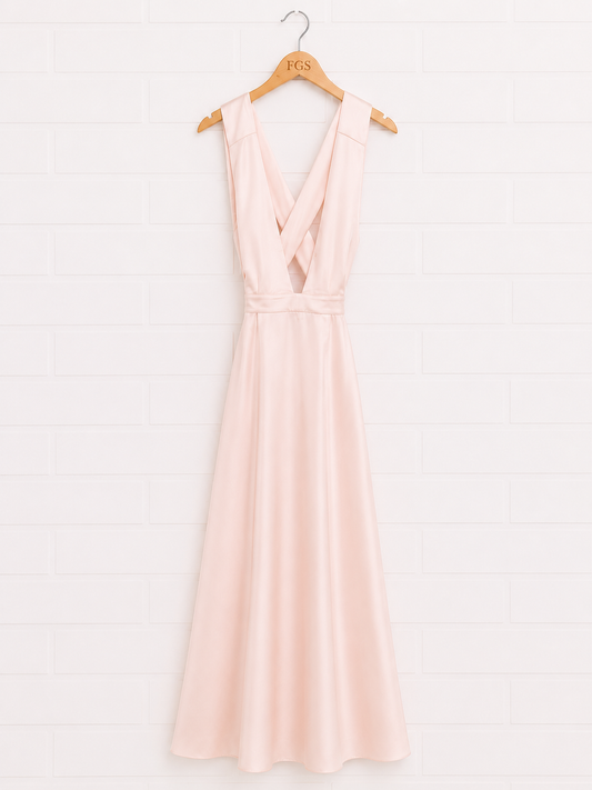 Jill Jill Stuart V-Neck Open-Back Wide-Leg Jumpsuit — Size 14