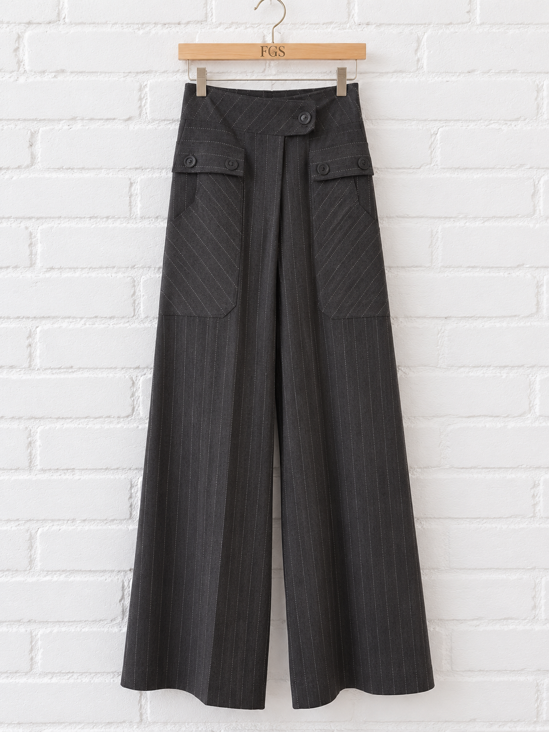 Louis Verdad Asymmetrical Flap Pinstripe Trousers- 10