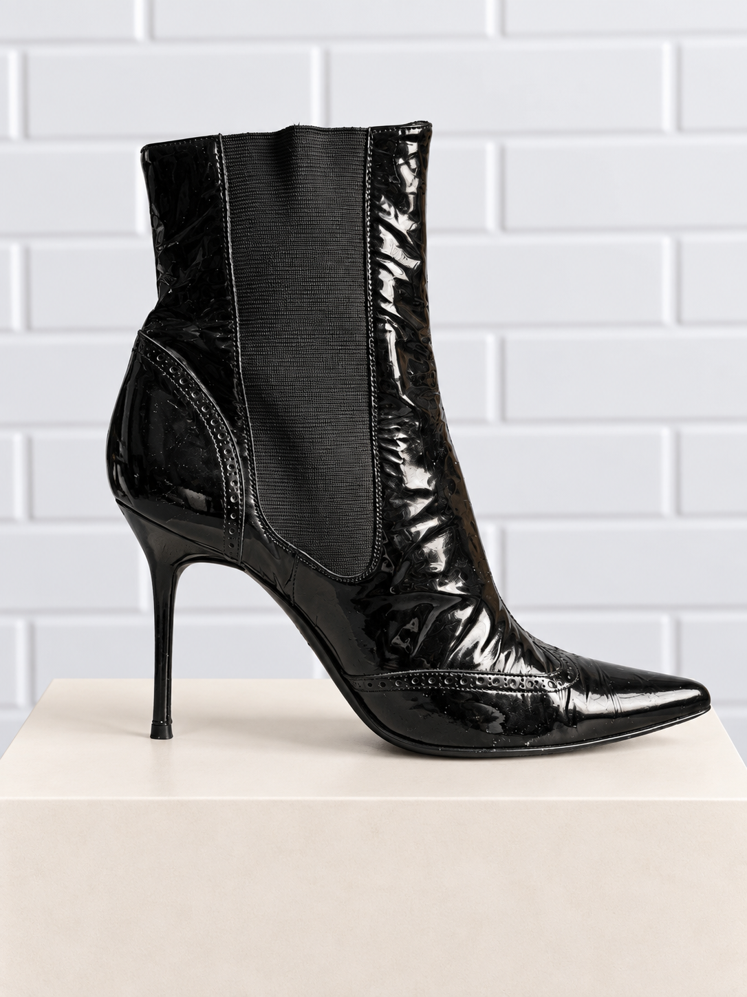 Cole Haan Patent Leather Wingtip Chelsea Booties – Size 39.5
