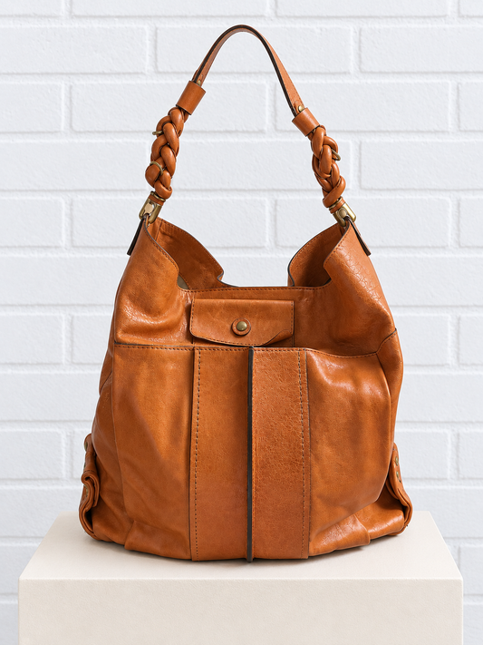 Chloé Héloïse Lambskin Hobo Bag – Cognac Brown