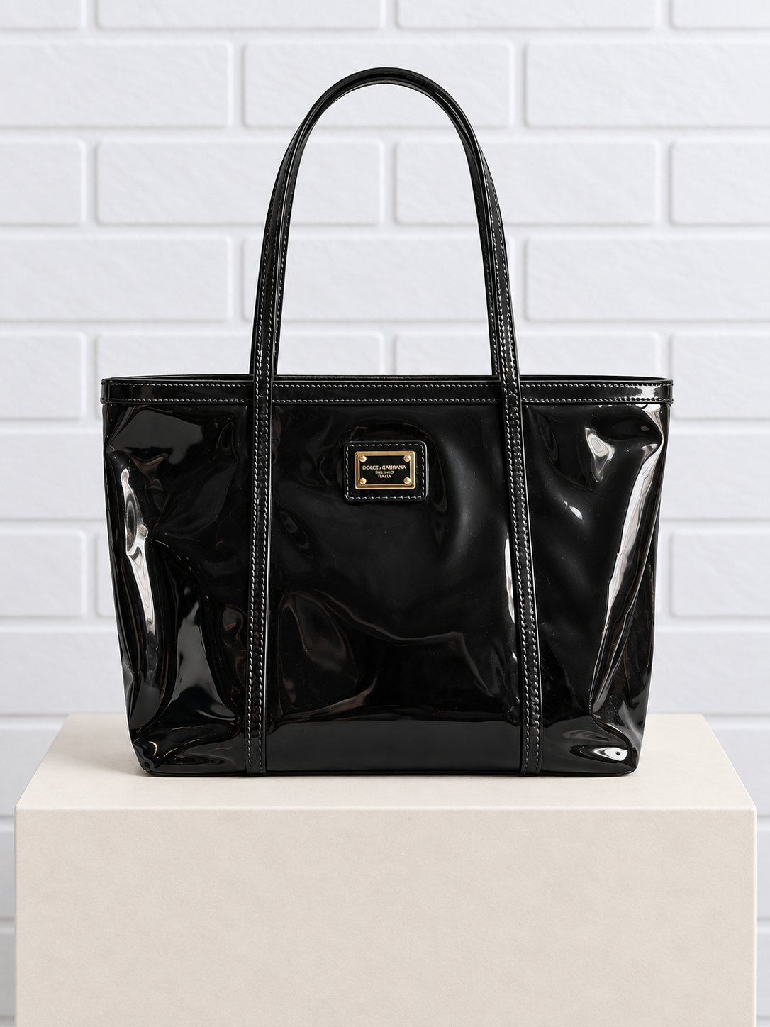 Dolce & Gabbana Patent Leather Tote – Black