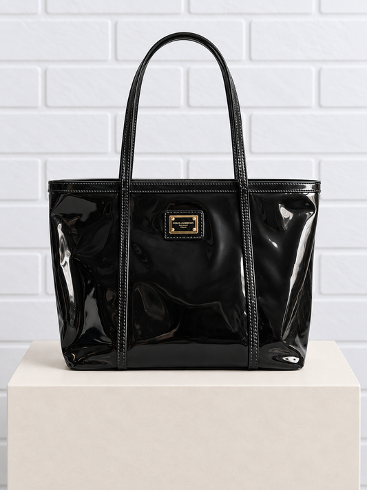 Dolce & Gabbana Patent Leather Tote – Black