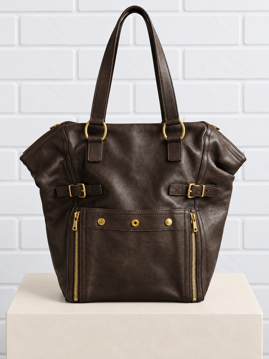 Yves Saint Laurent Downtown Leather Tote – Black
