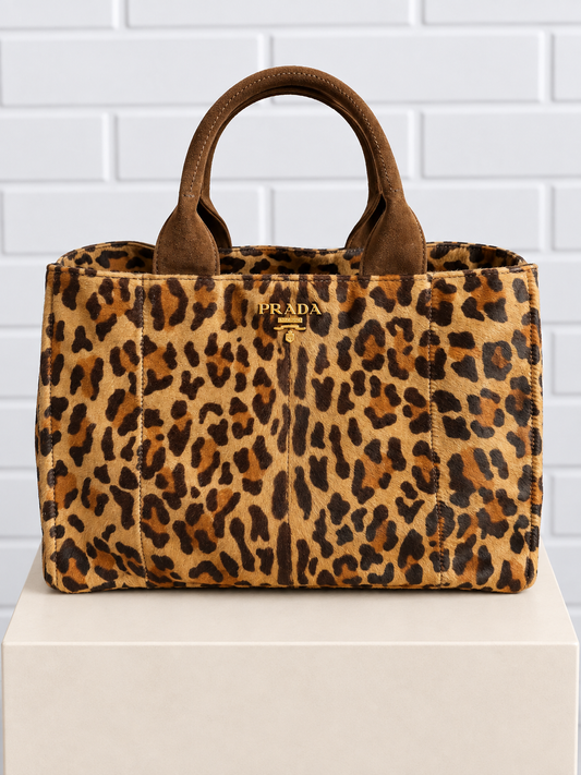 Prada Cavallino Leopard Print Calf Hair Tote – Brown & Black