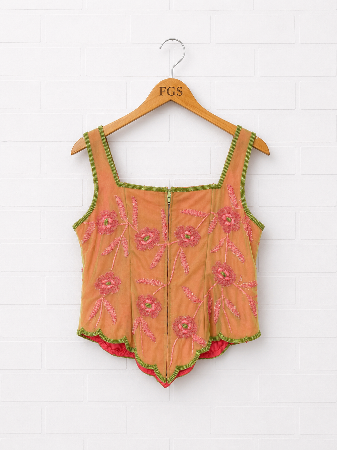 Laura Vogel Hand Beaded Mesh Top- M