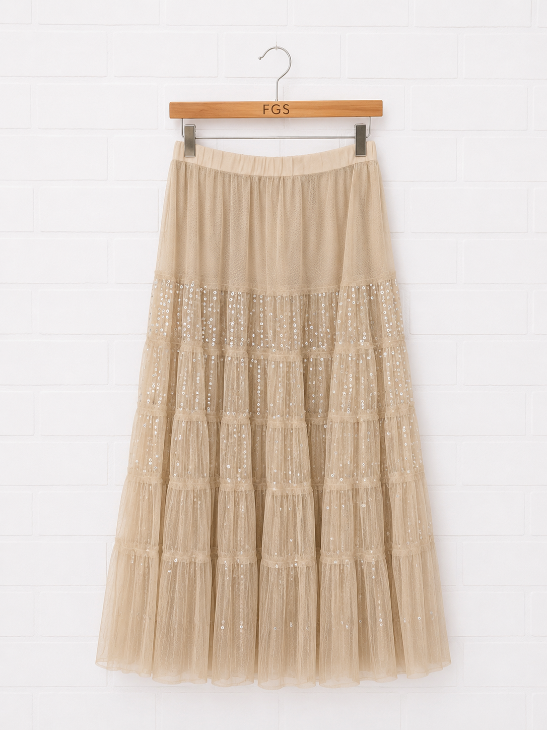 Chan Luu Sequined Tulle Maxi Skirt- M