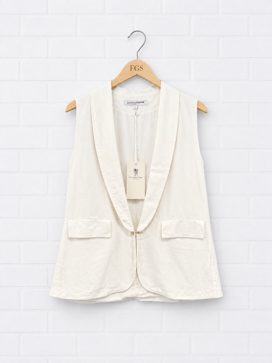European Culture Lily White Gilet- S