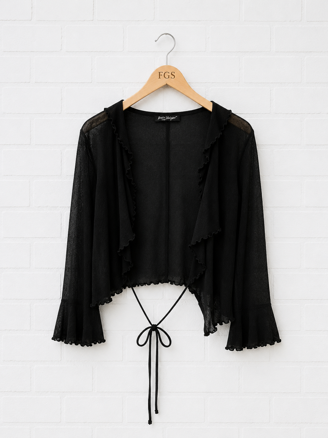 Betsey Johnson Sheer Mesh Tie Front Cardigan- L