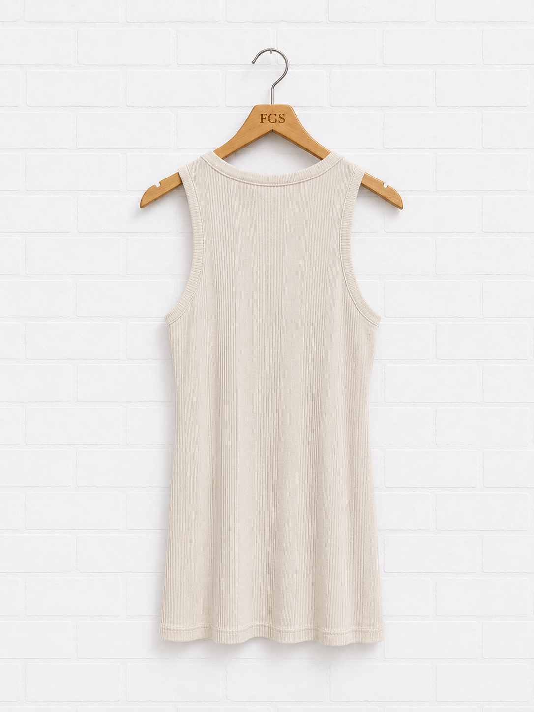 Milio Milano Ribbed Racerback Tank Beige- M