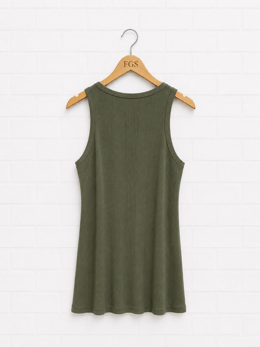 Milio Milano Ribbed Racerback Tank Green- M