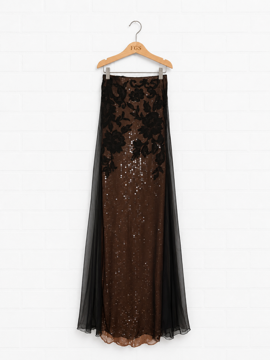 Angel Sanchez Floral Lace Overlay Gown- 12