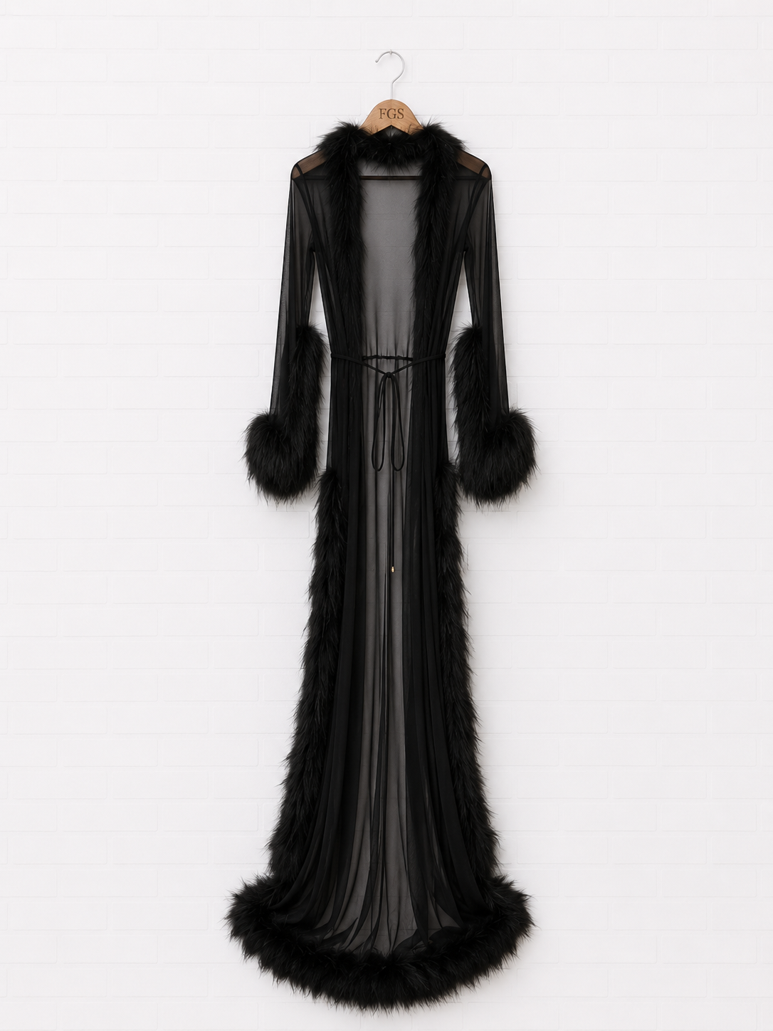 Catherine D'Lish Sheer Marabou Dressing Gown