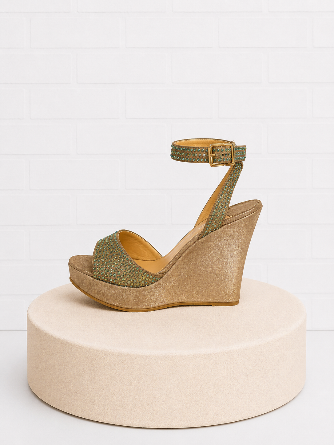 Jimmy Choo Crystal Embellished Shimmer Wedge- 39
