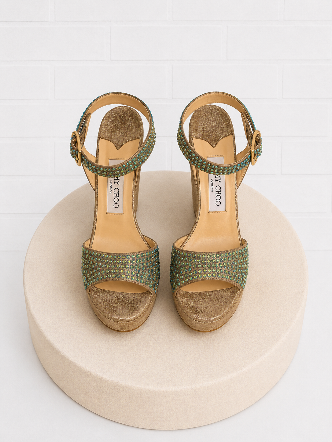 Jimmy Choo Crystal Embellished Shimmer Wedge- 39