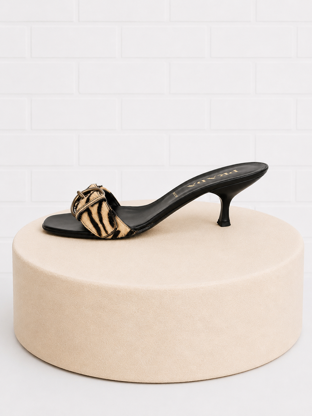 Prada Calf Hair Zebra Print Mules- 39