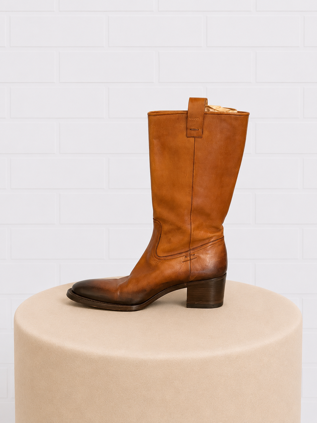 Gucci Calf Skin Leather Riding Boots- 8