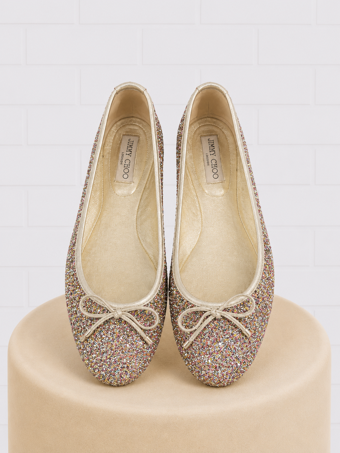 Jimmy Choo Walsh Coarse Glitter Ballet Flat- 8