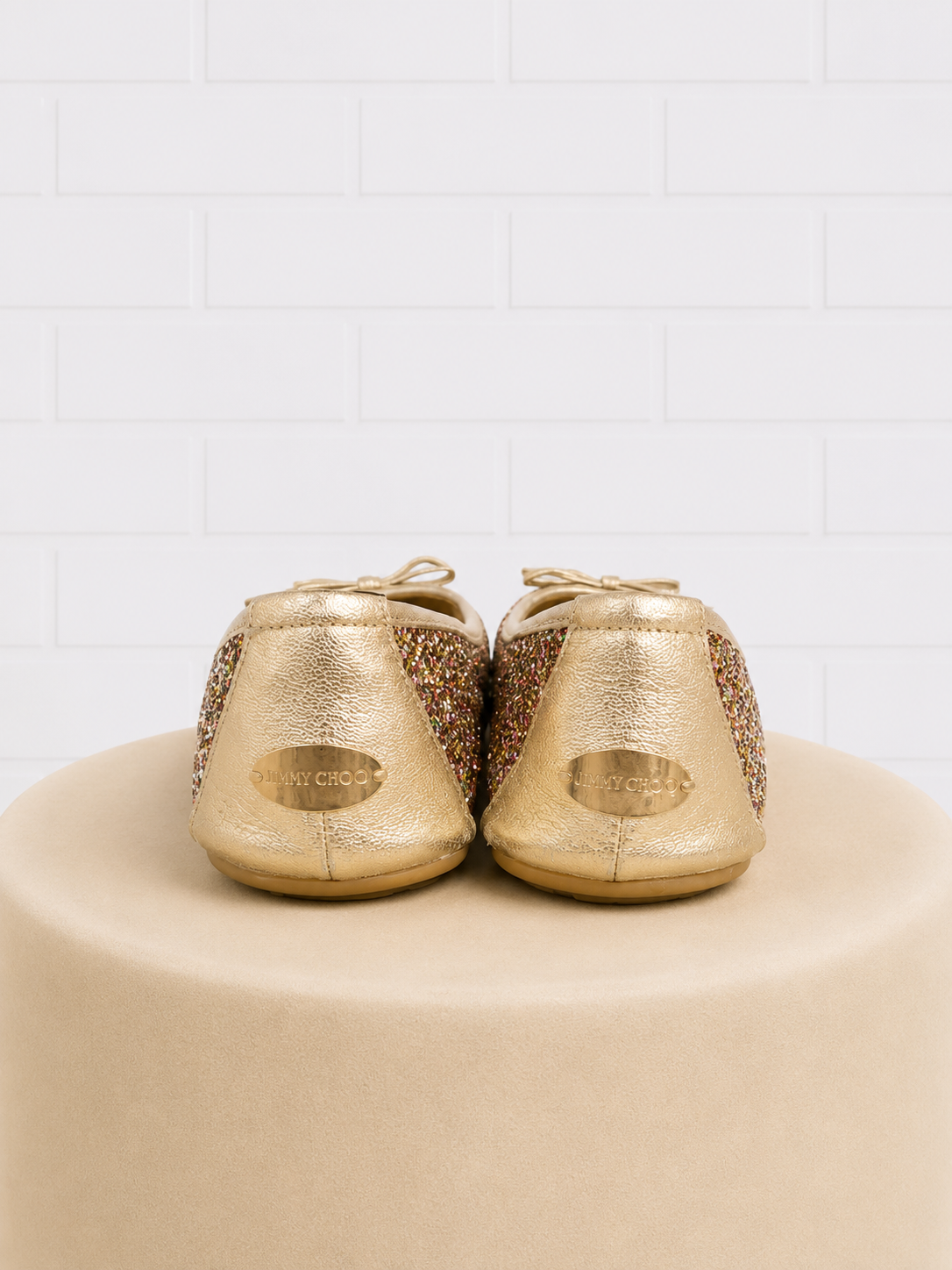 Jimmy Choo Walsh Coarse Glitter Ballet Flat- 8