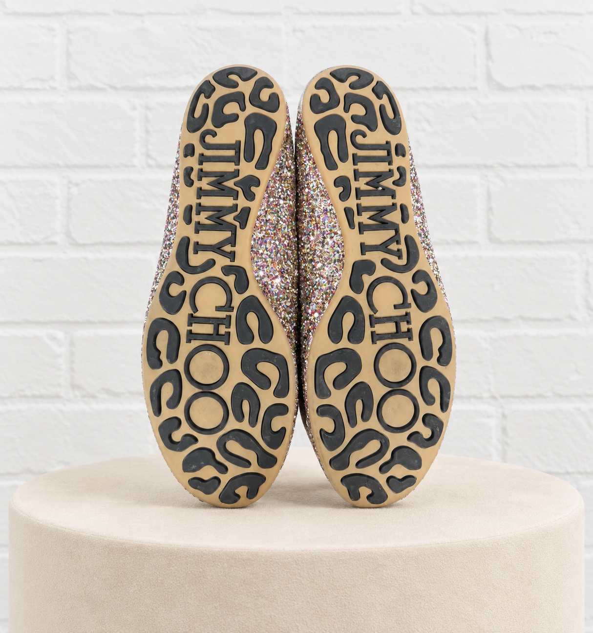 Jimmy Choo Walsh Coarse Glitter Ballet Flat- 8