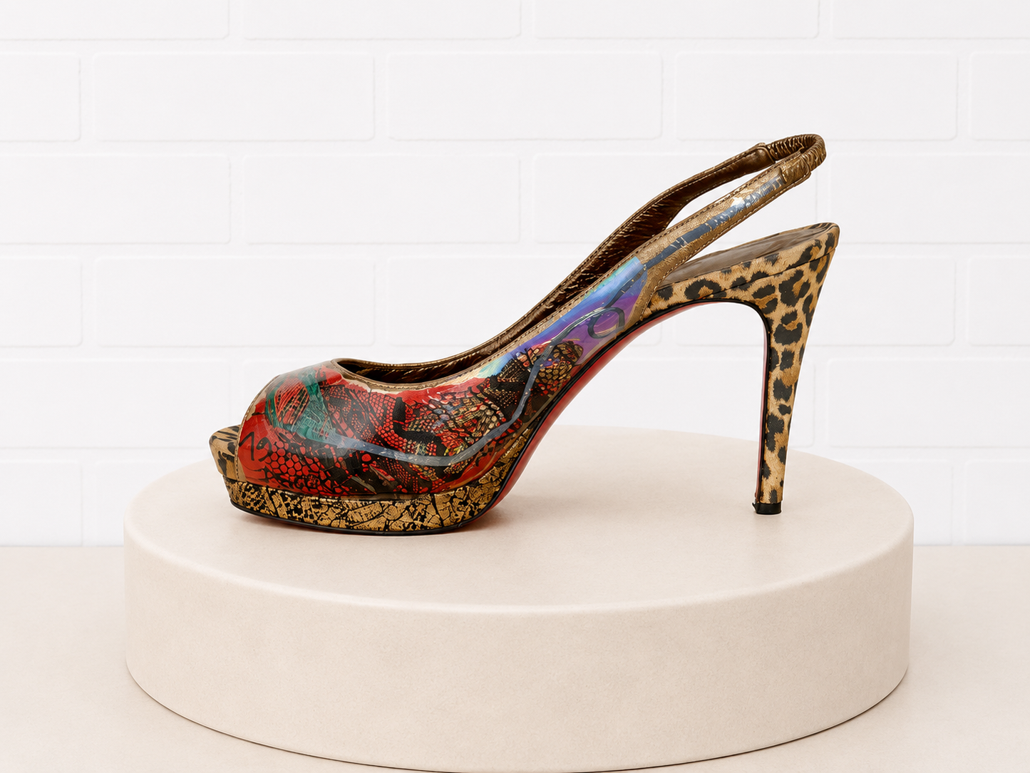 Louboutin Winter Trash Slingback Platform Pumps- 38