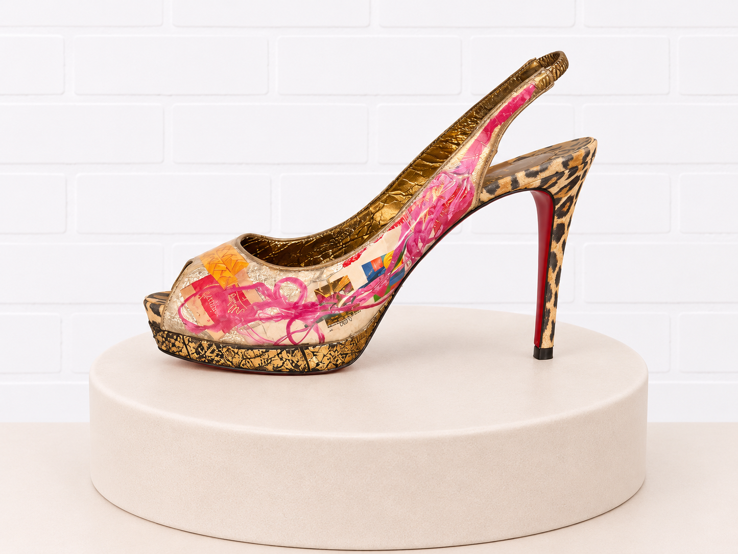 Louboutin Winter Trash Slingback Platform Pumps- 38