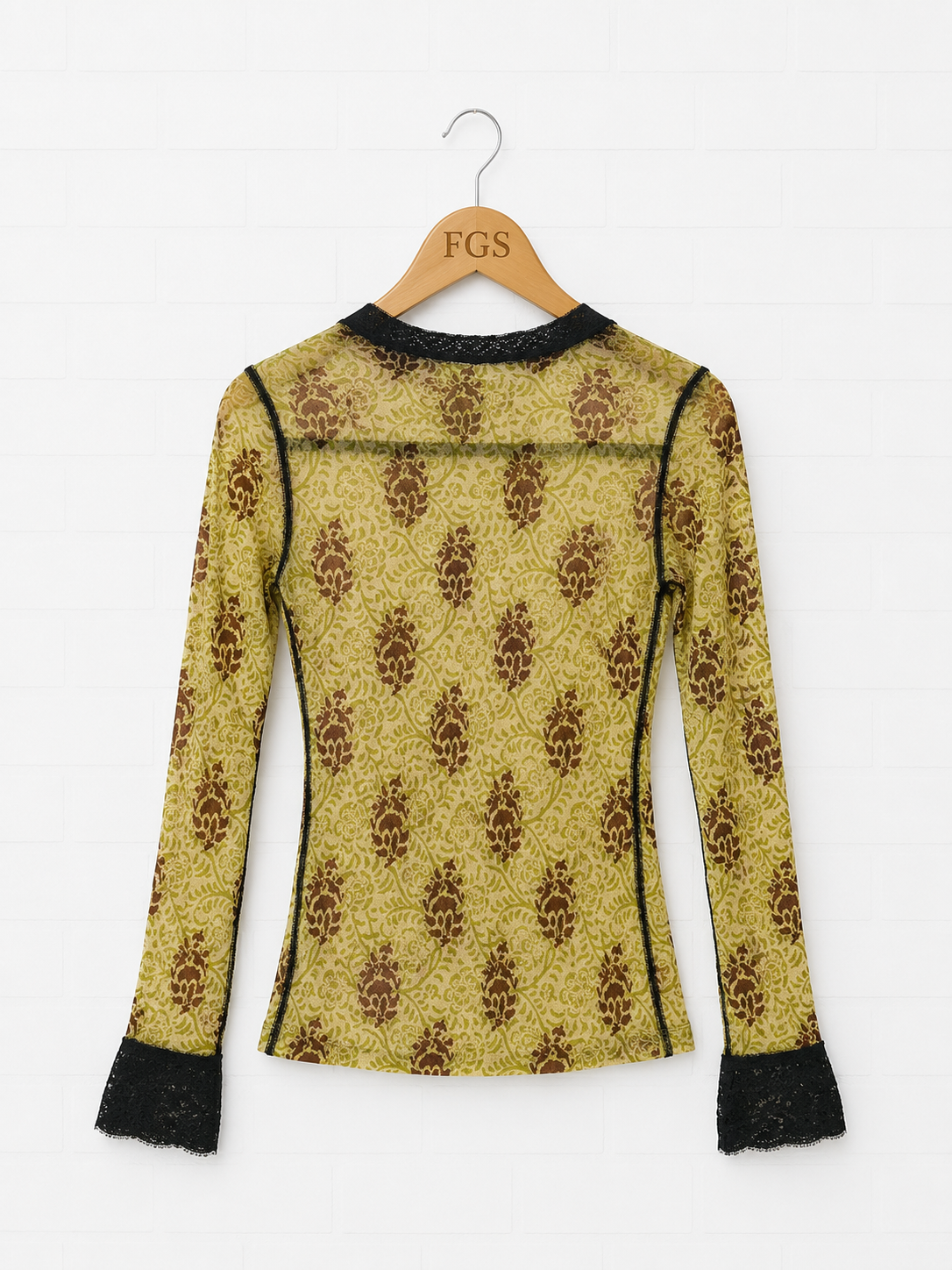 Jean Paul Gaultier Classique Arabesque Print Mesh Top- M