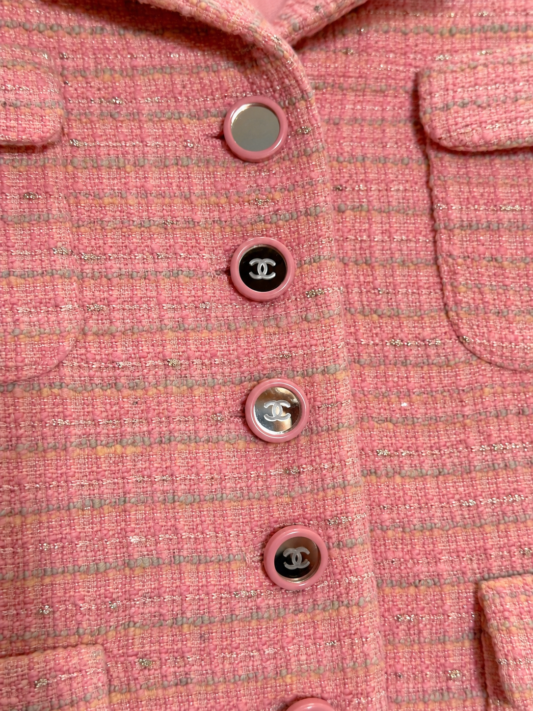 Peach Pink Tweed 4 Pocket Jacket- 42