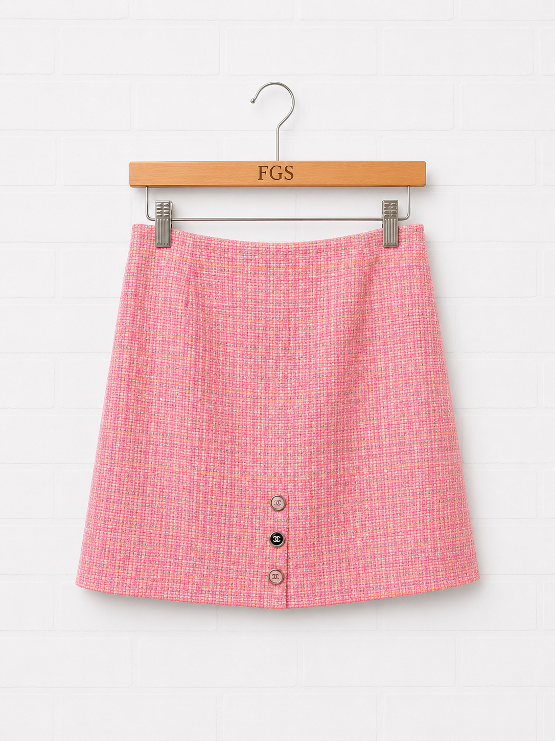 Peach Pink Tweed Mini Skirt- 42