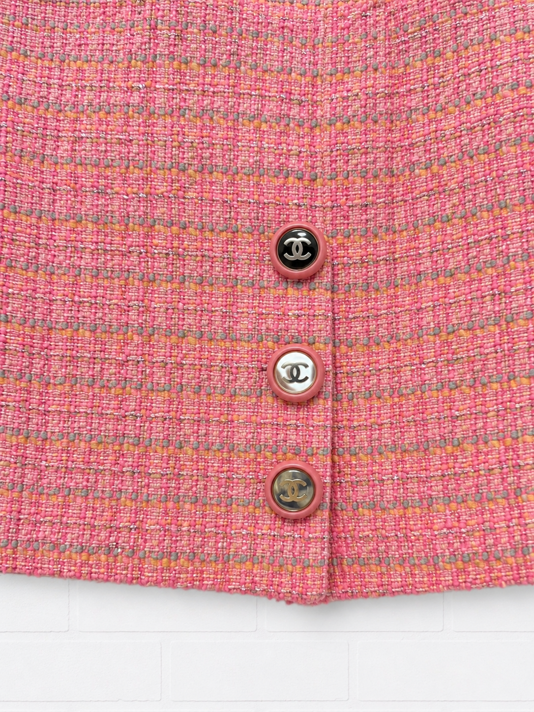 Peach Pink Tweed Mini Skirt- 42