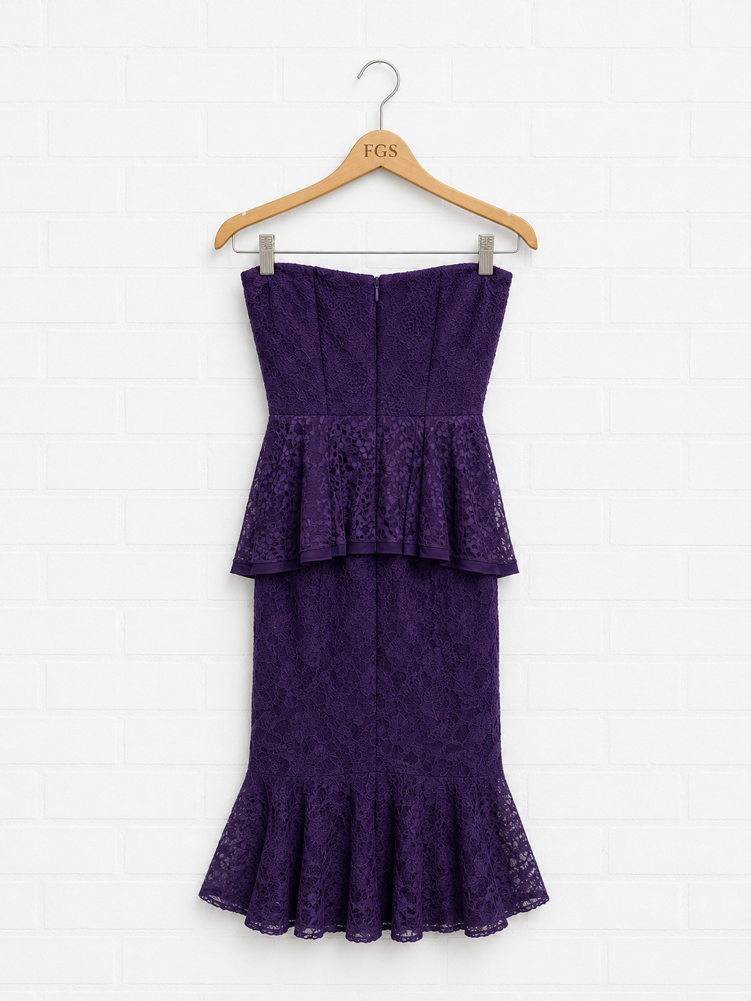 Flor et Al Strapless Heart Lace Peplum Midi Dress- 4