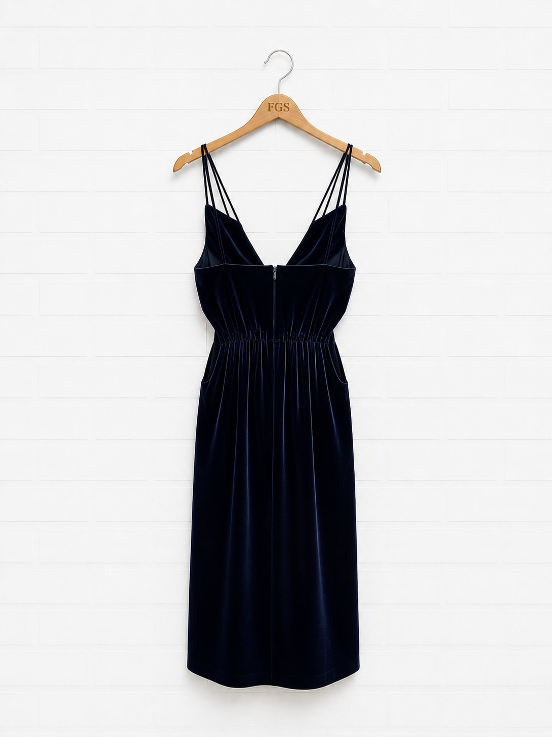 Cushnie et Ochs Multi Strap Navy Velvet Midi Dress- 6