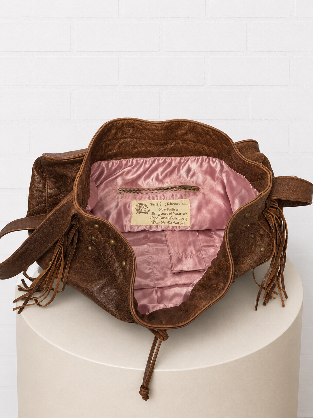 Faith Hebrews 11:1 Dark Brown Leather "Faith" Bag