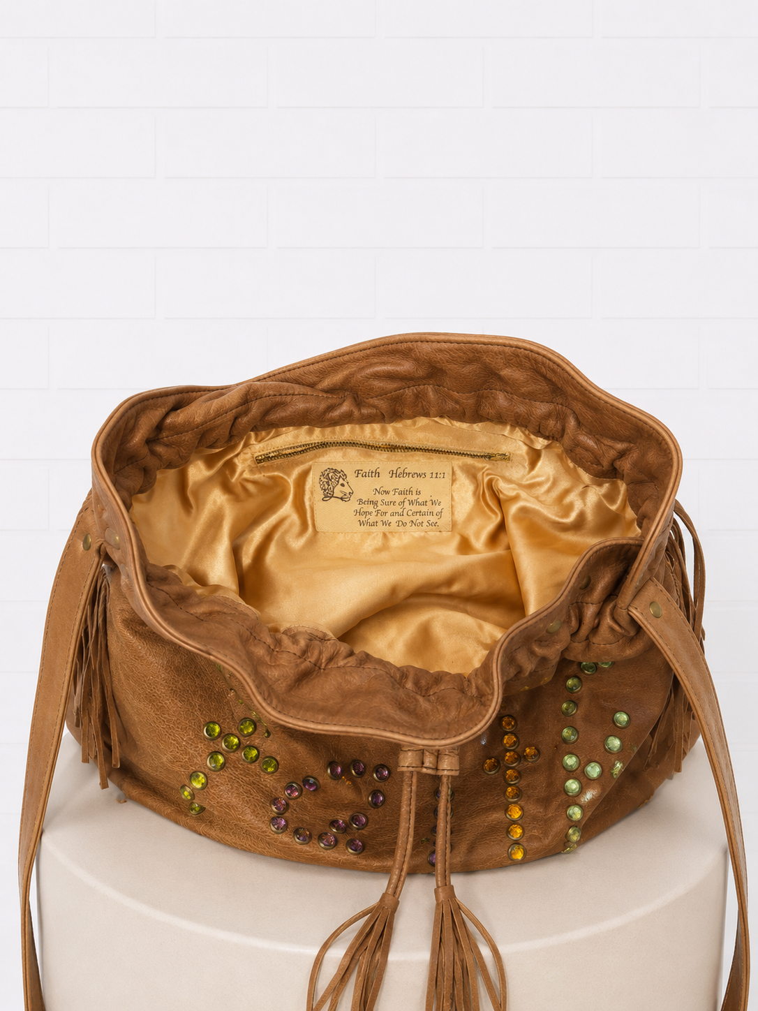 Faith Hebrews 11:1 Light Brown Leather "Faith" Bag