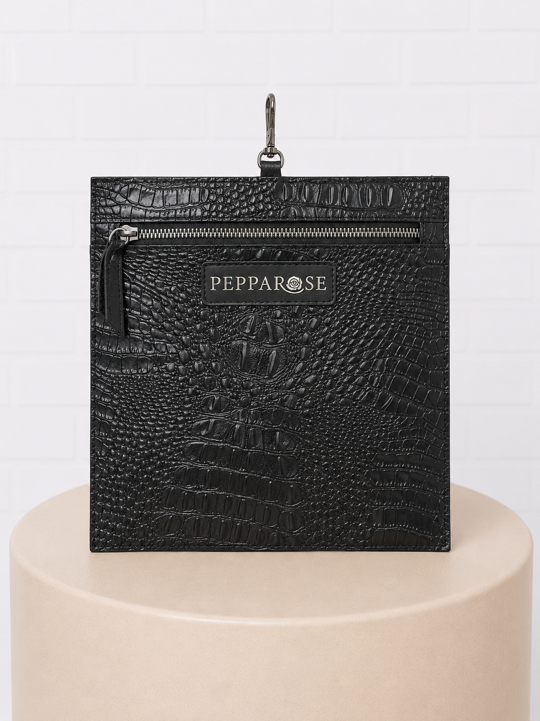 Aspen True Black Croc Effect Leather Tote