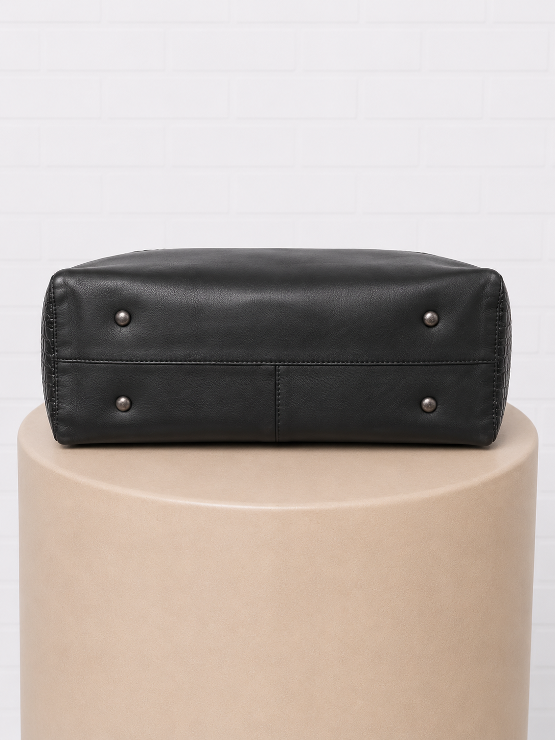 Aspen True Black Croc Effect Leather Tote