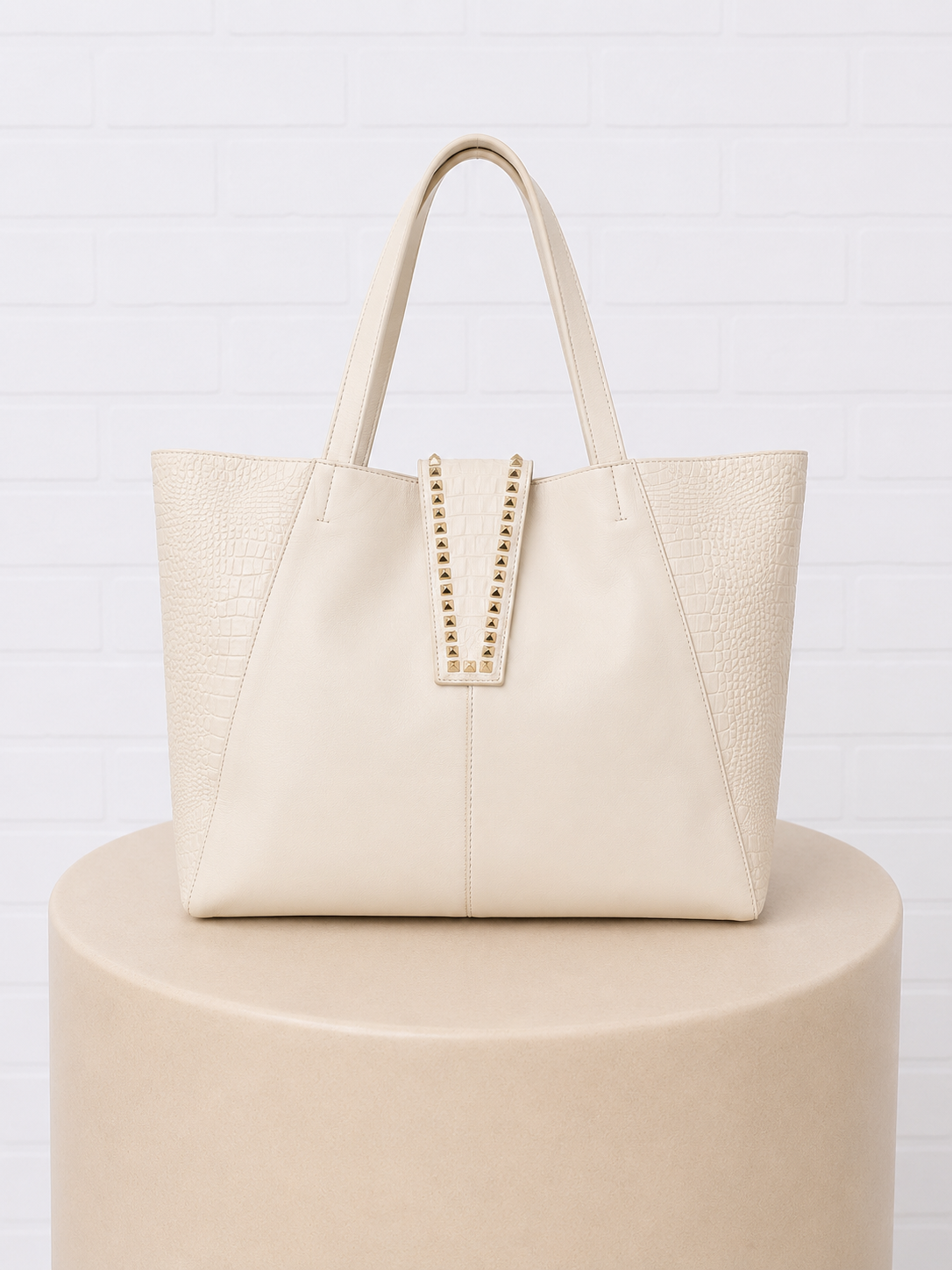 Aspen True Cream Croc Effect Leather Tote