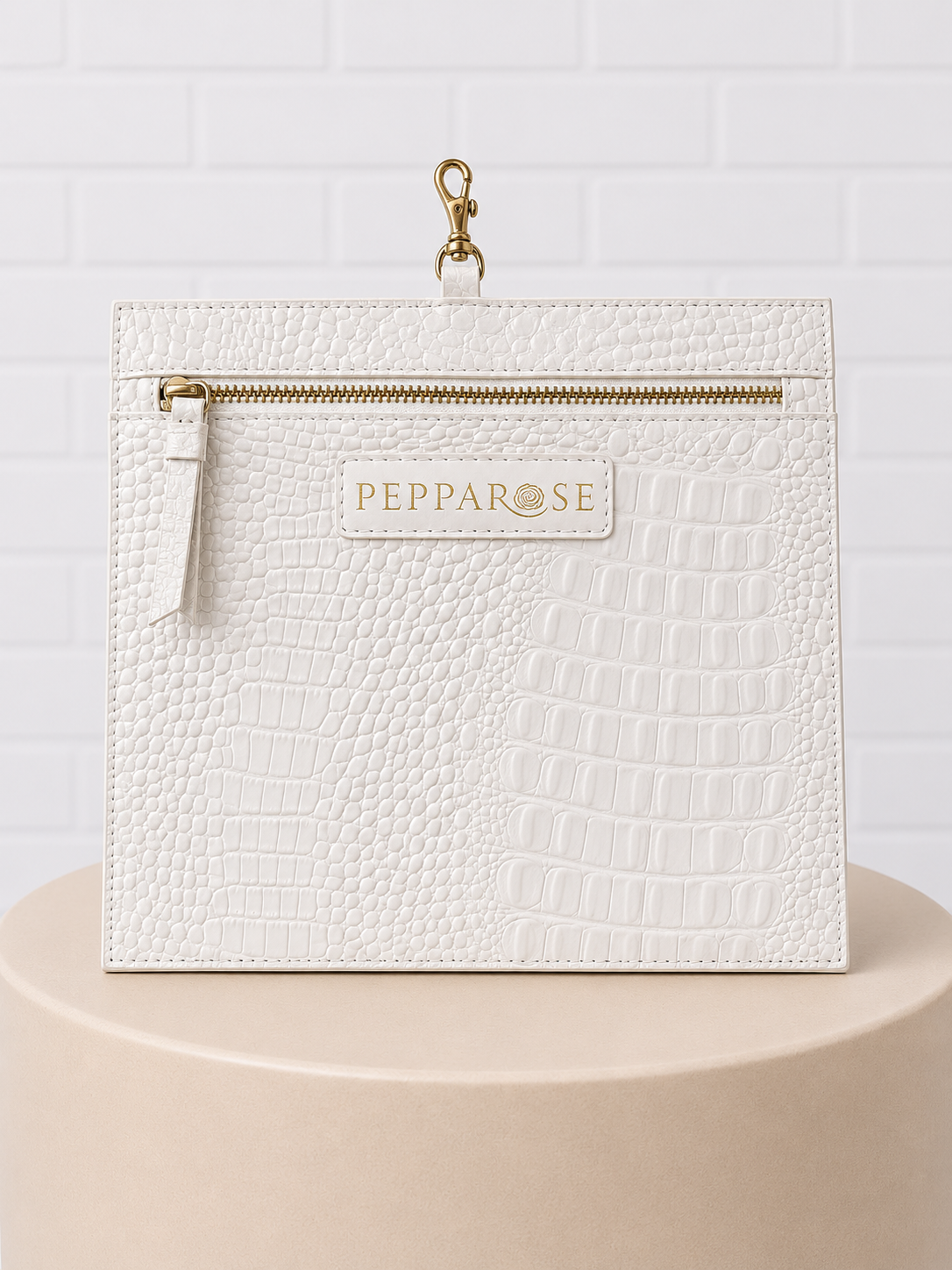 Aspen True Cream Croc Effect Leather Tote