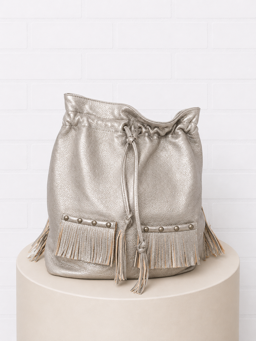 Faith Hebrews 11:1 Silver Leather Backpack