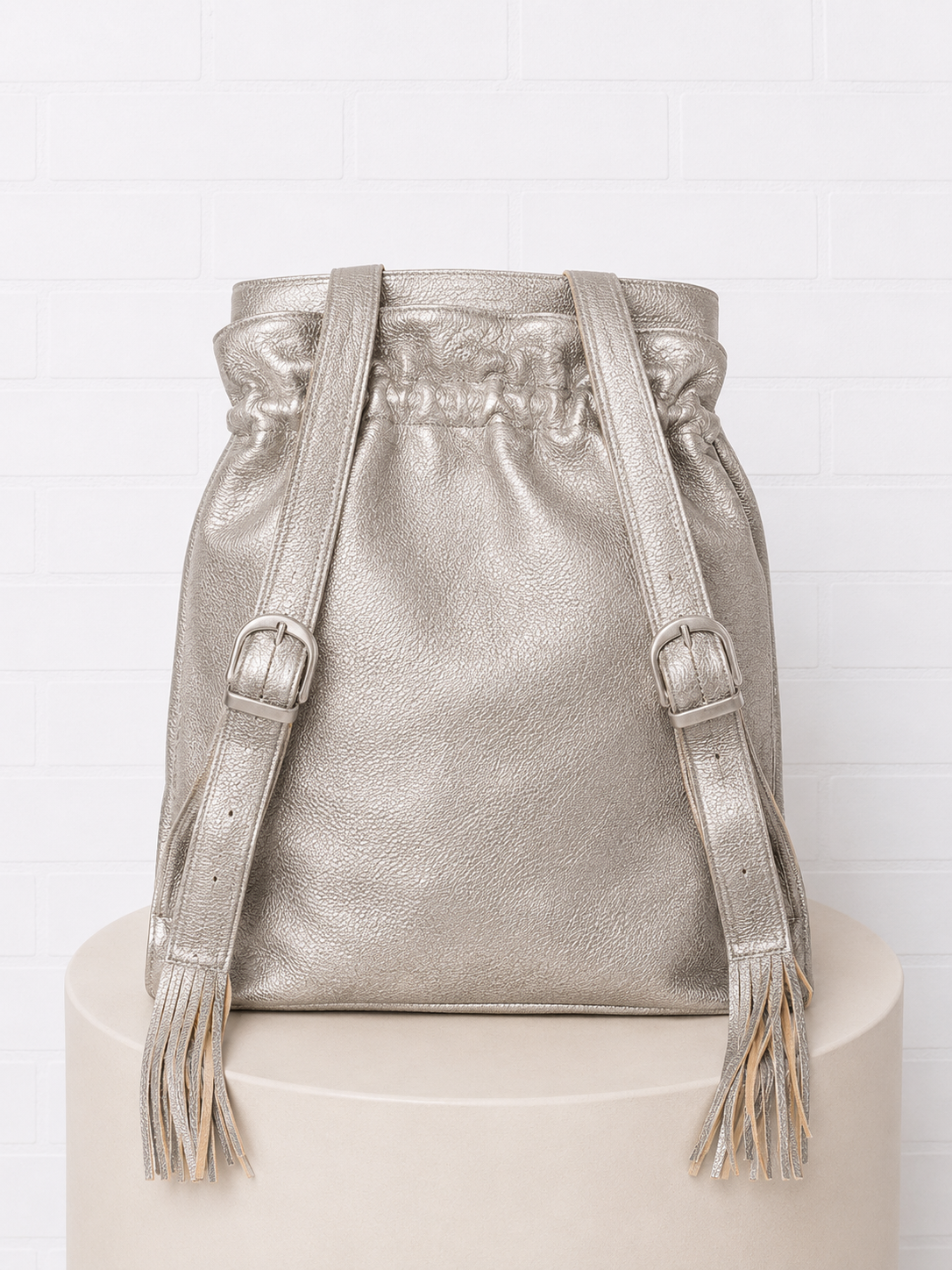 Faith Hebrews 11:1 Silver Leather Backpack
