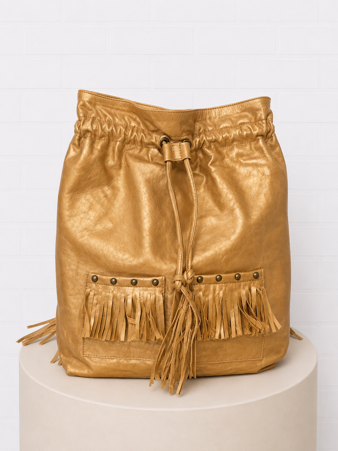 Faith Hebrews 11:1 Gold Leather "Hope" Backpack