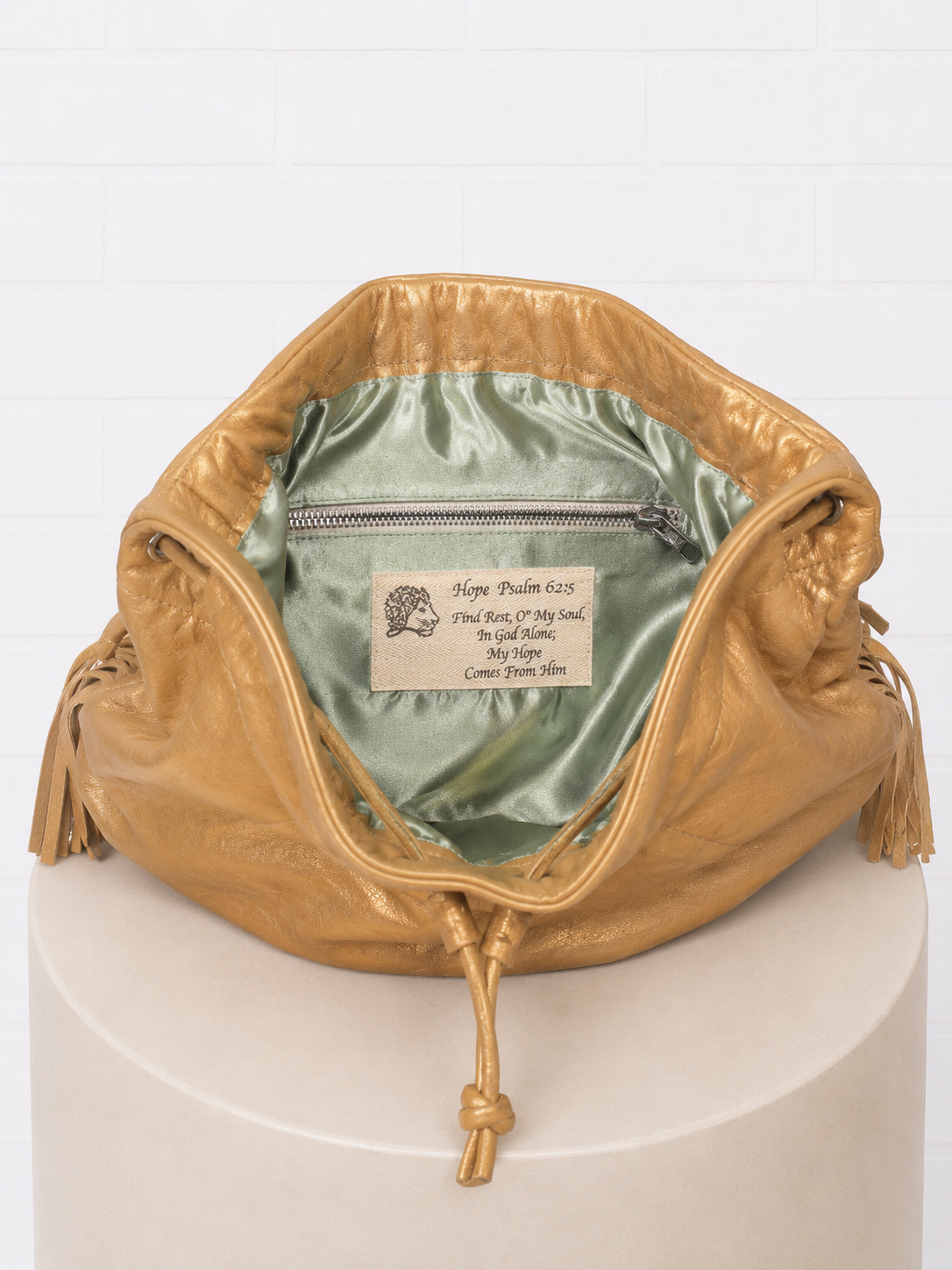 Faith Hebrews 11:1 Gold Leather "Hope" Backpack