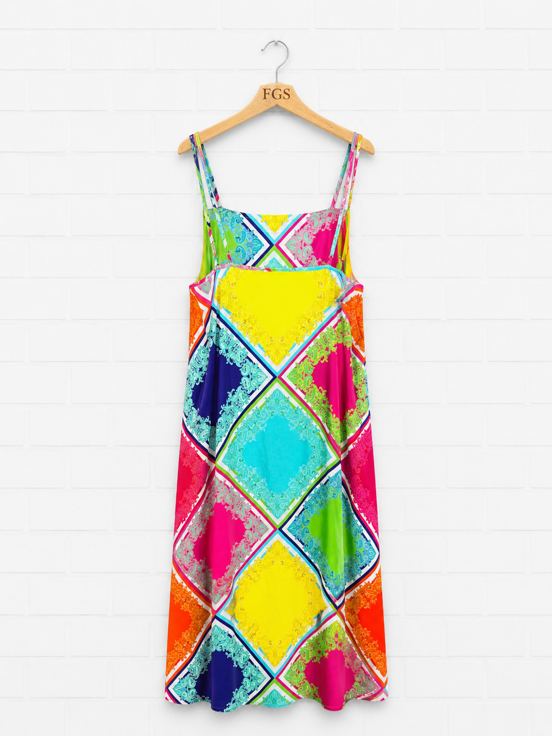 Mucho Gusto Multi Color Check Slip Dress- L