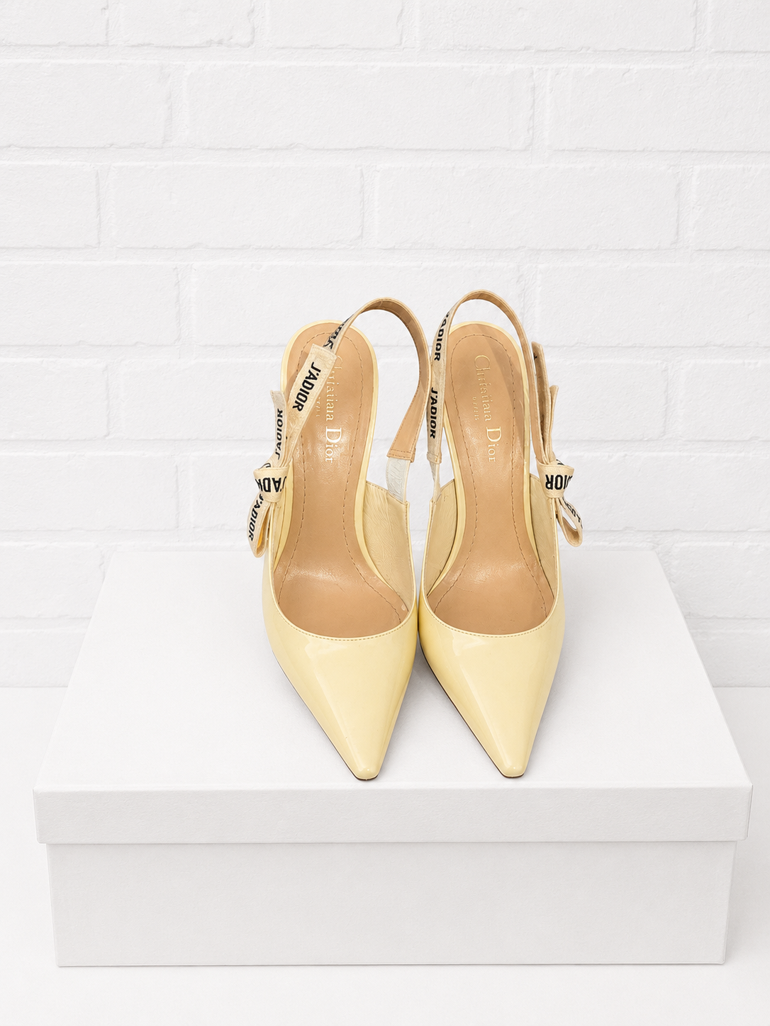 Christian Dior J'Adior Patent Slingback Pumps-Cream Patent Leather- 38.5