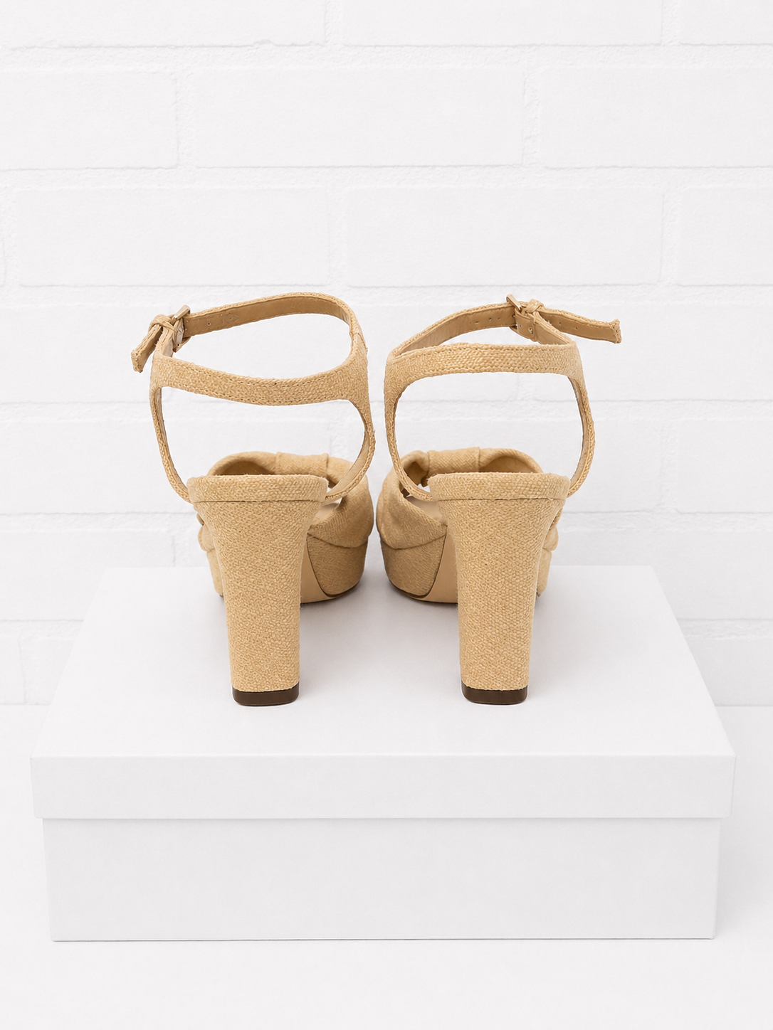 Jimmy Choo Heloise Platform Sandals – Latte Linen -38.5