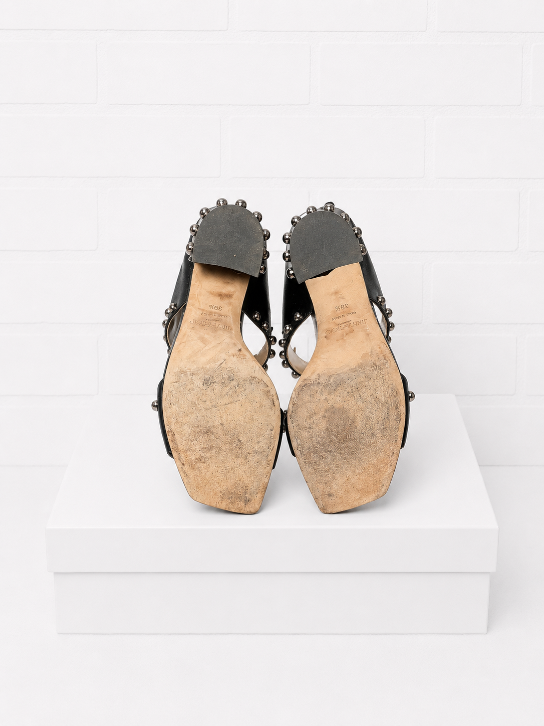 Jimmy Choo Matty Studded Leather Mules – Black- 38.5