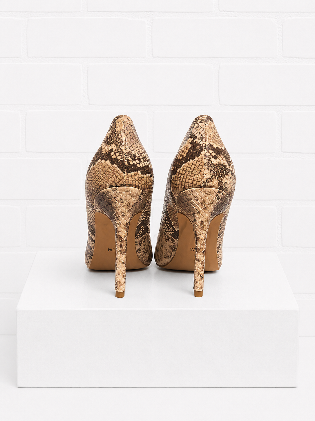 Neiman Marcus Snakeskin-Print Pointed-Toe Pumps-8