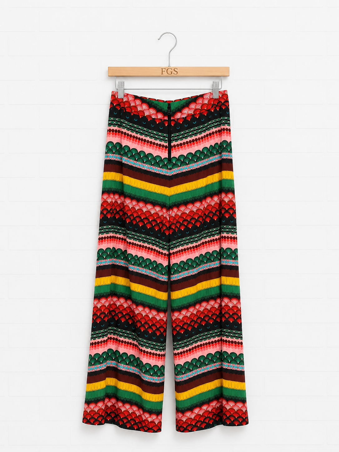 Alice + Olivia Athena Geometric Wide-Leg Pants- 6